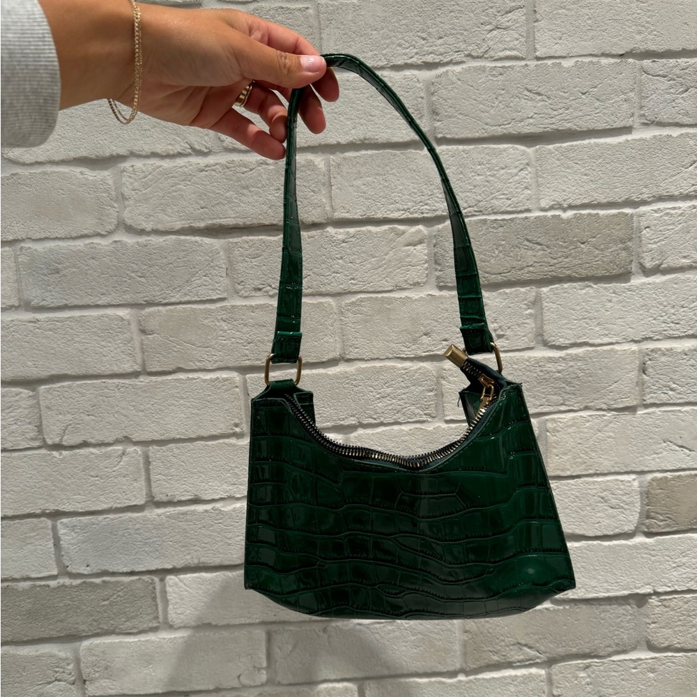 Green with gold hardware purse